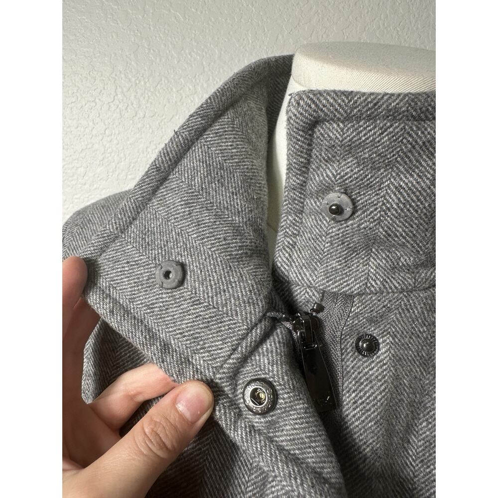 Calvin Klein Women’s XXS Gray Herringbone Wool Blend Coat Zip Snap Mid Length - Picture 11 of 16